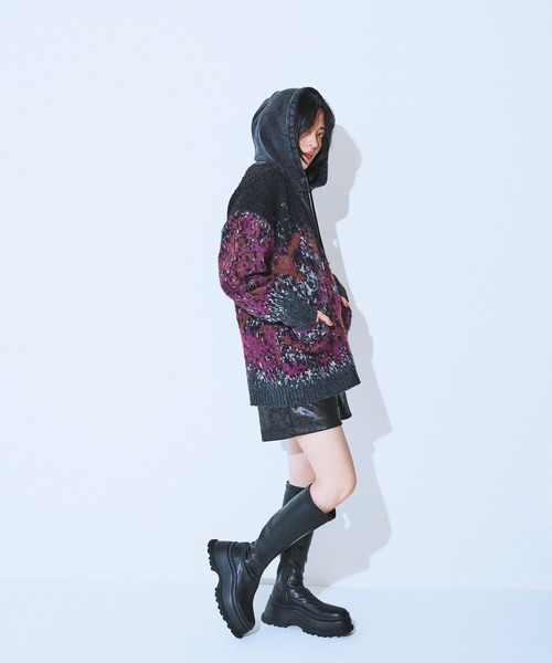 JEANASIS（ジーナシス）の「landscape ブラッシュVニットカーディガン/610574（カーディガン/ボレロ・レディース・ブラック系その他/グレー系その他/グリーン系その他・FREE）」の18枚目の写真