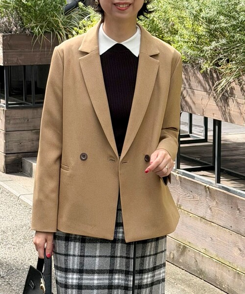 MICO COULIER（ミコクリエ）の「ウールライクテーラードジャケット（テーラードジャケット・レディース・ネイビー/キャメル・36/38）」の4枚目の写真