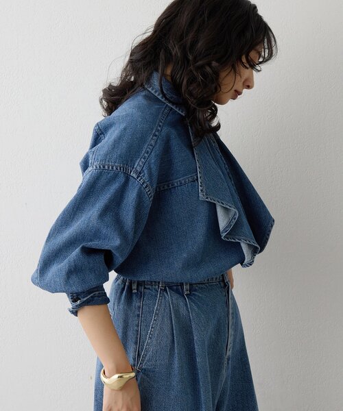 フリルデニムブラウス（シャツ/ブラウス）｜Whim Gazette（ウィム