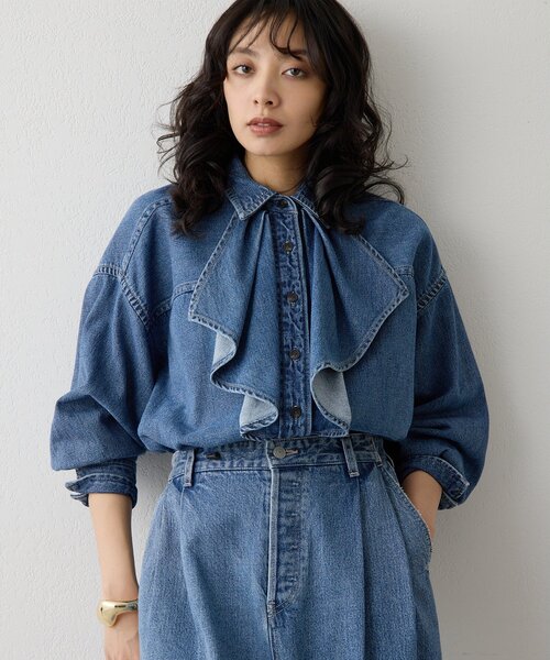 フリルデニムブラウス（シャツ/ブラウス）｜Whim Gazette（ウィム