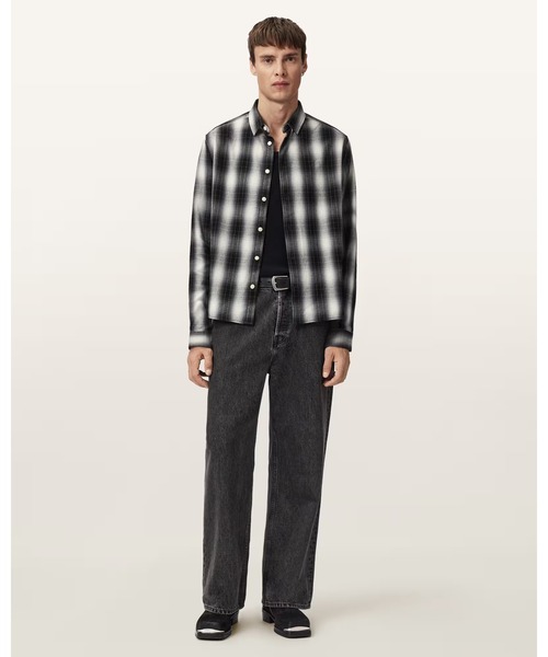 ALLSAINTS（オールセインツ）の「HOLBORN RAMSKULL CHECK SHIRT | HOLBORN ラムスカル チェック シャツ（シャツ/ブラウス・メンズ・ブラック×ホワイト・XS/S/M/L）」の3枚目の写真