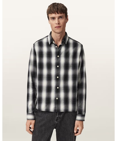 ALLSAINTS（オールセインツ）の「HOLBORN RAMSKULL CHECK SHIRT | HOLBORN ラムスカル チェック シャツ（シャツ/ブラウス・メンズ・ブラック×ホワイト・XS/S/M/L）」の4枚目の写真
