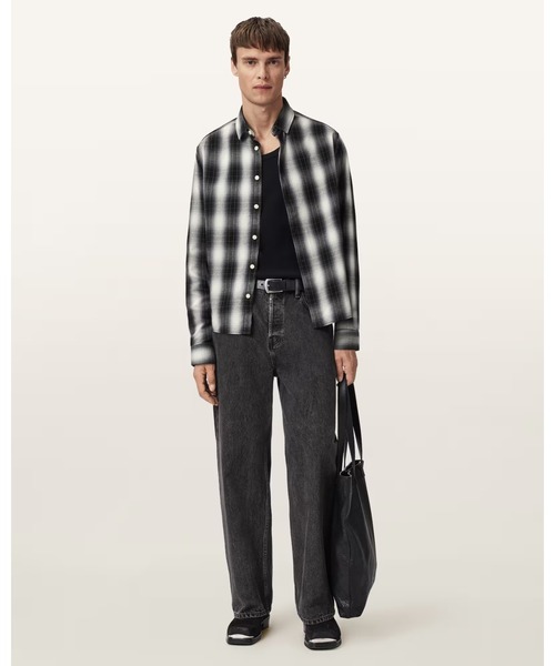 ALLSAINTS（オールセインツ）の「HOLBORN RAMSKULL CHECK SHIRT | HOLBORN ラムスカル チェック シャツ（シャツ/ブラウス・メンズ・ブラック×ホワイト・XS/S/M/L）」の7枚目の写真