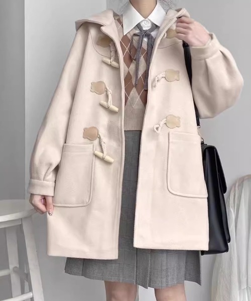 SallyLunn(サリーラン)の「ミドル丈ダッフルコート(ダッフルコート・レディース・ブラック/ベージュ・L/M)」の2枚目の写真