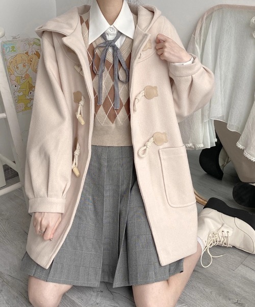 SallyLunn(サリーラン)の「ミドル丈ダッフルコート(ダッフルコート・レディース・ブラック/ベージュ・L/M)」の3枚目の写真