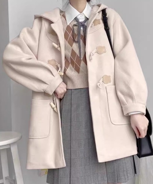 SallyLunn(サリーラン)の「ミドル丈ダッフルコート(ダッフルコート・レディース・ブラック/ベージュ・L/M)」の4枚目の写真