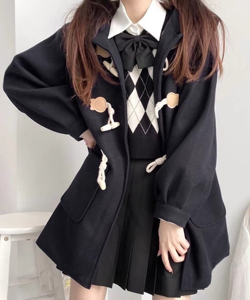 SallyLunn(サリーラン)の「ミドル丈ダッフルコート(ダッフルコート・レディース・ブラック/ベージュ・L/M)」の7枚目の写真