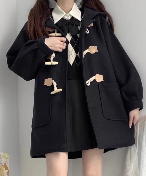 SallyLunn(サリーラン)の「ミドル丈ダッフルコート(ダッフルコート・レディース・ブラック/ベージュ・L/M)」の8枚目の写真