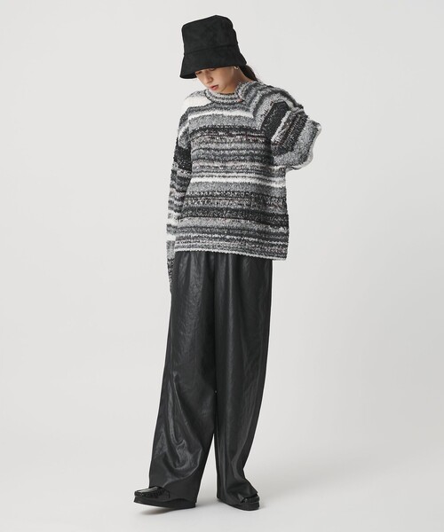 BEAUTY&YOUTH UNITED ARROWS（ビューティーアンドユースユナイテッドアローズ）の「マルチボーダー ニットプルオーバー（ニット/セーター・レディース・ライム/ブラック・FREE）」の5枚目の写真