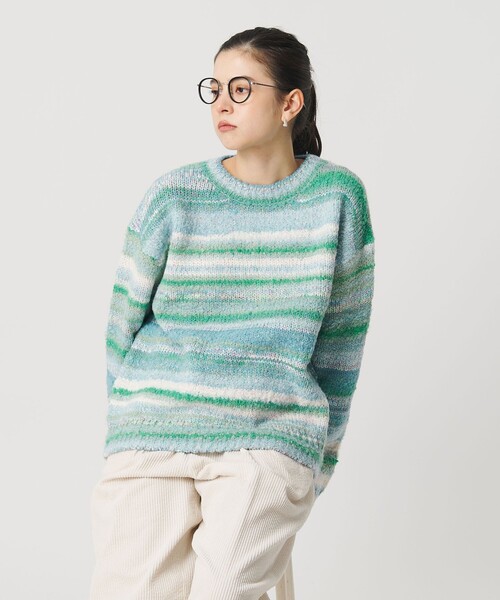 BEAUTY&YOUTH UNITED ARROWS（ビューティーアンドユースユナイテッドアローズ）の「マルチボーダー ニットプルオーバー（ニット/セーター・レディース・ライム/ブラック・FREE）」の7枚目の写真