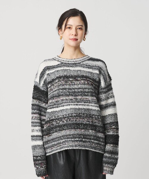 BEAUTY&YOUTH UNITED ARROWS（ビューティーアンドユースユナイテッドアローズ）の「マルチボーダー ニットプルオーバー（ニット/セーター・レディース・ライム/ブラック・FREE）」の9枚目の写真