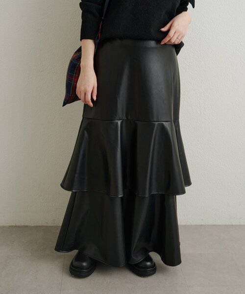 Omekashi（オメカシ）の「レザーティアードスカート（スカート・レディース・ブラック/ブラウン・36/38）」の5枚目の写真