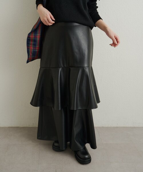 Omekashi（オメカシ）の「レザーティアードスカート（スカート・レディース・ブラック/ブラウン・36/38）」の6枚目の写真