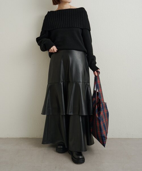 Omekashi（オメカシ）の「レザーティアードスカート（スカート・レディース・ブラック/ブラウン・36/38）」の10枚目の写真