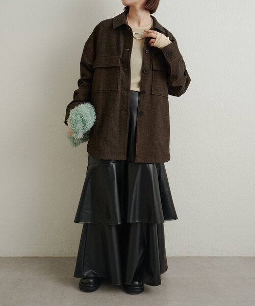 Omekashi（オメカシ）の「レザーティアードスカート（スカート・レディース・ブラック/ブラウン・36/38）」の17枚目の写真