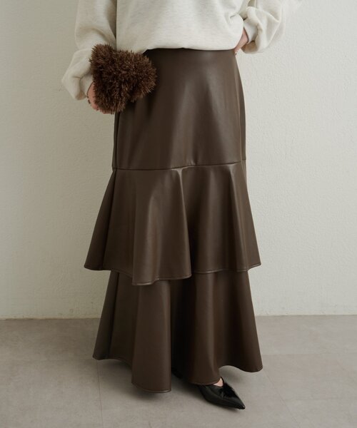 セール】レザーティアードスカート（スカート）｜Omekashi（オメカシ