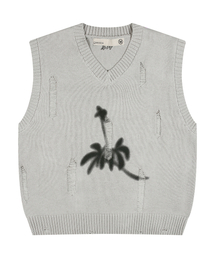 GLACK（グラック）の「GNT056ディストレスシャドウグラフィックニットベスト（BEIGE）（ベスト）」