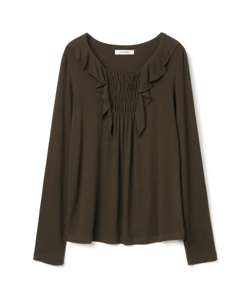 MILLO WOMEN（ミロウーマン）の「ラッフルシャーリングTシャツ[ブラウン]（Tシャツ/カットソー・レディース・その他・FREE）」の2枚目の写真
