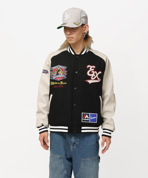 セール】MAJESTIC x EXAMPLE VARSITY JACKET（スタジャン）｜EXAMPLE