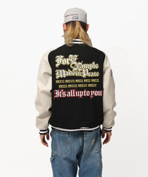 セール】MAJESTIC x EXAMPLE VARSITY JACKET(スタジャン)|EXAMPLE セール】MAJESTIC x EXAMPLE VARSITY JACKET(スタジャン)|EXAMPLE