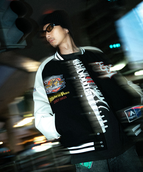 セール】MAJESTIC x EXAMPLE VARSITY JACKET（スタジャン）｜EXAMPLE