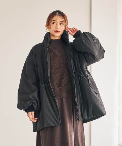 studio CLIP（スタディオクリップ）の「パディングドロストコート[プチサイズあり]（ダウンジャケット/コート・レディース・ブラック/アイボリー・FREE/PF）」の4枚目の写真