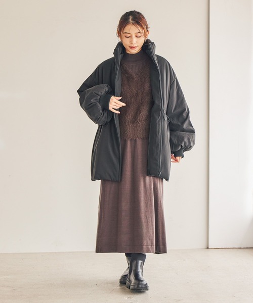 studio CLIP（スタディオクリップ）の「パディングドロストコート[プチサイズあり]（ダウンジャケット/コート・レディース・ブラック/アイボリー・FREE/PF）」の7枚目の写真