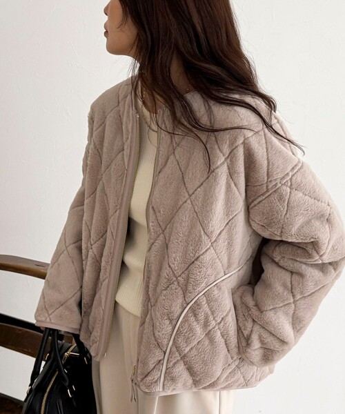 セール】ファーキルトジップコート（ムートンコート）｜fredy emue