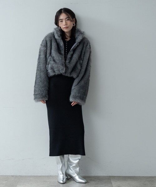 GALLEST（ギャレスト）の「【再入荷】フェイクファーブルゾン（ブルゾン・レディース・ダークグレー/こしょう色系・38）」の7枚目の写真