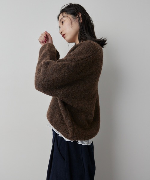 HANNE（アン）の「モヘアライクVネックニット（ニット/セーター・レディース・ブラウン/グレー/ブルー/ピンク・FREE）」の14枚目の写真