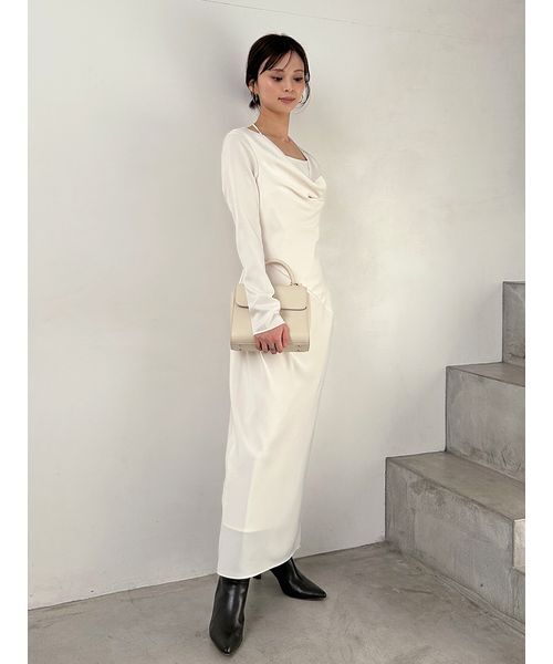 セール】ドレープバックサテンロングワンピース（ワンピース）｜SNIDEL