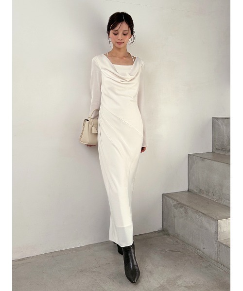 ドレープバックサテンロングワンピース（ワンピース）｜SNIDEL