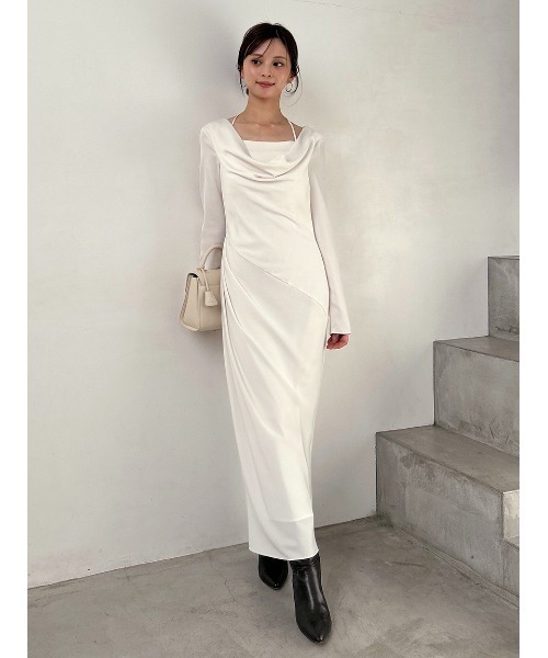 ドレープバックサテンロングワンピース（ワンピース）｜SNIDEL