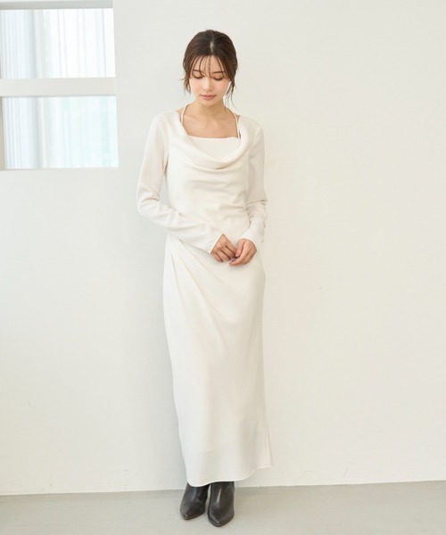 セール】ドレープバックサテンロングワンピース（ワンピース）｜SNIDEL