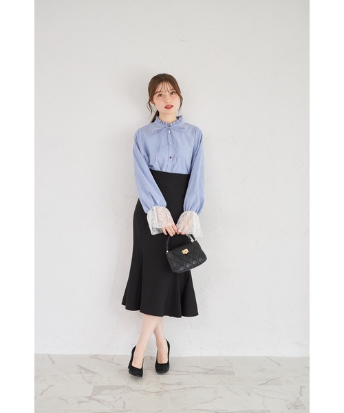 tocco closet(トッコ クローゼット)の「【ZOZO限定】袖レースアソート釦ピーチスキンブラウス(シャツ/ブラウス・レディース・ベージュ/ブルー/ピンク・M)」の10枚目の写真