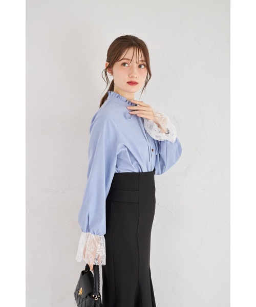 tocco closet(トッコ クローゼット)の「【ZOZO限定】袖レースアソート釦ピーチスキンブラウス(シャツ/ブラウス・レディース・ベージュ/ブルー/ピンク・M)」の18枚目の写真