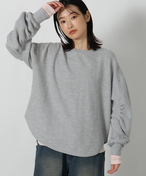 セール】袖シャーリングプルオーバー長袖 / 611711（Tシャツ