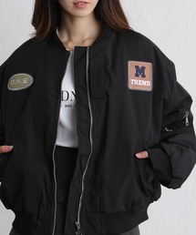 pumpkin port（パンプキンポート）の「中綿 ワッペン付き ショート丈 ブルゾン（ブルゾン・レディース）」