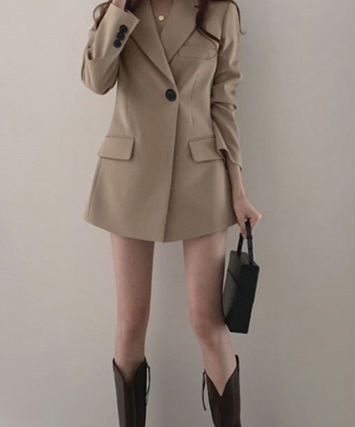 SallyLunn(サリーラン)の「ロング丈テーラードジャケット(その他アウター・レディース・ベージュ/ブラック・MEDIUM/LARGE)」の5枚目の写真