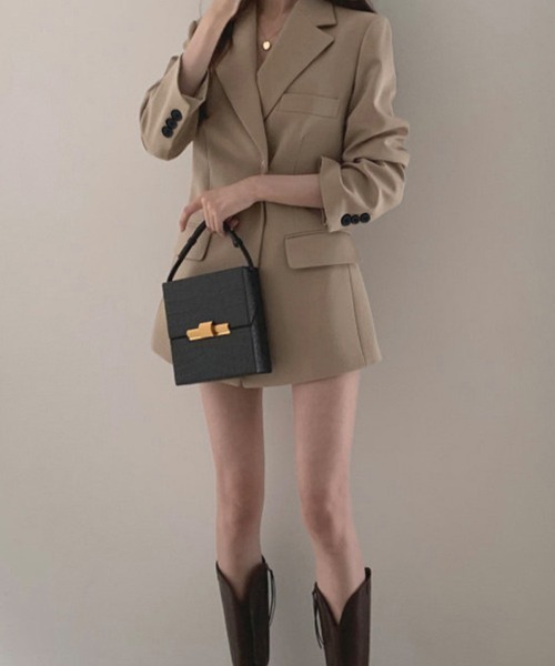 SallyLunn(サリーラン)の「ロング丈テーラードジャケット(その他アウター・レディース・ベージュ/ブラック・MEDIUM/LARGE)」の3枚目の写真