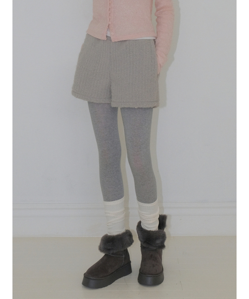 Fluffy Banding Short Pants Warm Grey