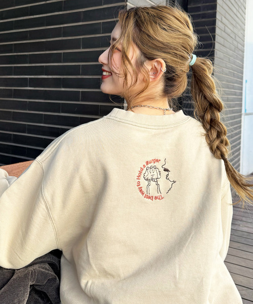 DOUBLE NAME（ダブルネーム）の「grandpa burger刺しゅうプルオーバー（スウェット・レディース・ベージュ/ブラック系/カーキ・FREE）」の12枚目の写真