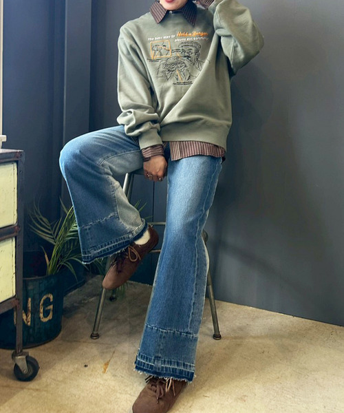 DOUBLE NAME（ダブルネーム）の「grandpa burger刺しゅうプルオーバー（スウェット・レディース・ベージュ/ブラック系/カーキ・FREE）」の15枚目の写真