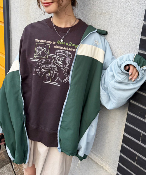 DOUBLE NAME（ダブルネーム）の「grandpa burger刺しゅうプルオーバー（スウェット・レディース・ベージュ/ブラック系/カーキ・FREE）」の20枚目の写真