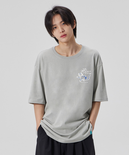ASTRAL PROJECTION（アストラルプロジェクション）の「[ドゥドルキャット]コットンルーズフィット半袖Tシャツ_ダスティミント（Tシャツ/カットソー・メンズ・その他・X-LARGE/XX-LARGE/LARGE/MEDIUM）」の4枚目の写真
