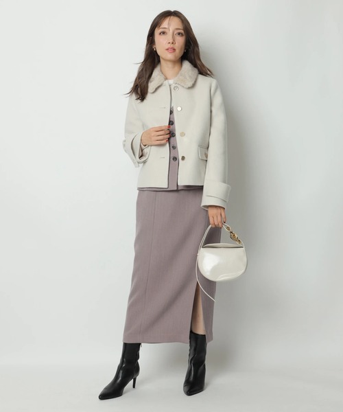 Apuweiser-riche（アプワイザーリッシェ）の「ステンカラーショートコート（ダウンジャケット/コート・レディース・ブラック/オフホワイト・1/2）」の20枚目の写真