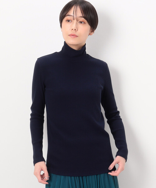 COMME CA（コムサ）の「〔 Sサイズ 〕 ラグウォームリブニット ハイネックプルオーバー（Tシャツ/カットソー・レディース・オフホワイト/ネイビー・5号）」の2枚目の写真