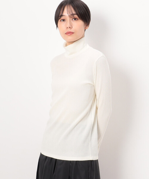 COMME CA（コムサ）の「〔 Sサイズ 〕 ラグウォームリブニット ハイネックプルオーバー（Tシャツ/カットソー・レディース・オフホワイト/ネイビー・5号）」の4枚目の写真