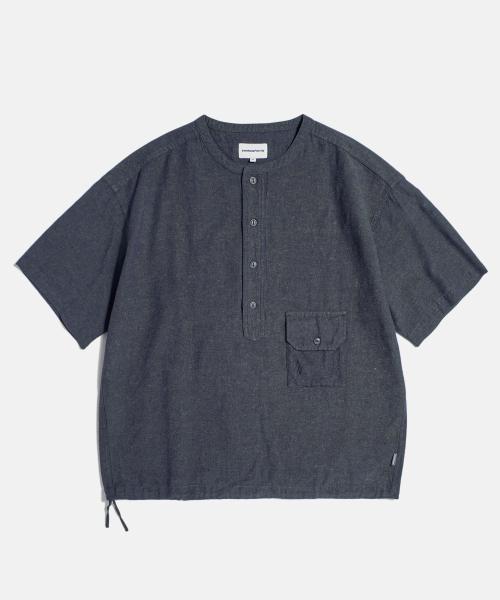 ESPIONAGE(エスピオナジ)の「Cotton Ramie S/S Henley Shirt Navy(シャツ/ブラウス・レディース・その他・LARGE/X-LARGE/MEDIUM)」の1枚目の写真