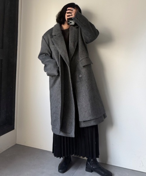 CREARE -LINO-（クレアーレリノ）の「レイヤードロングコート（その他アウター・メンズ・ブラック/チャコール・FREE）」の5枚目の写真
